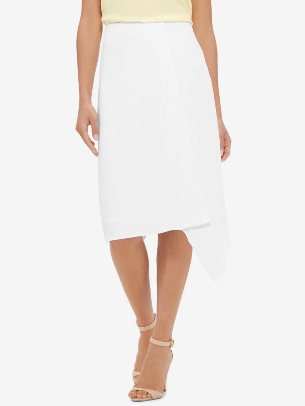 The Limited Asymmetrical Pleat Front Midi Skirt, size 0